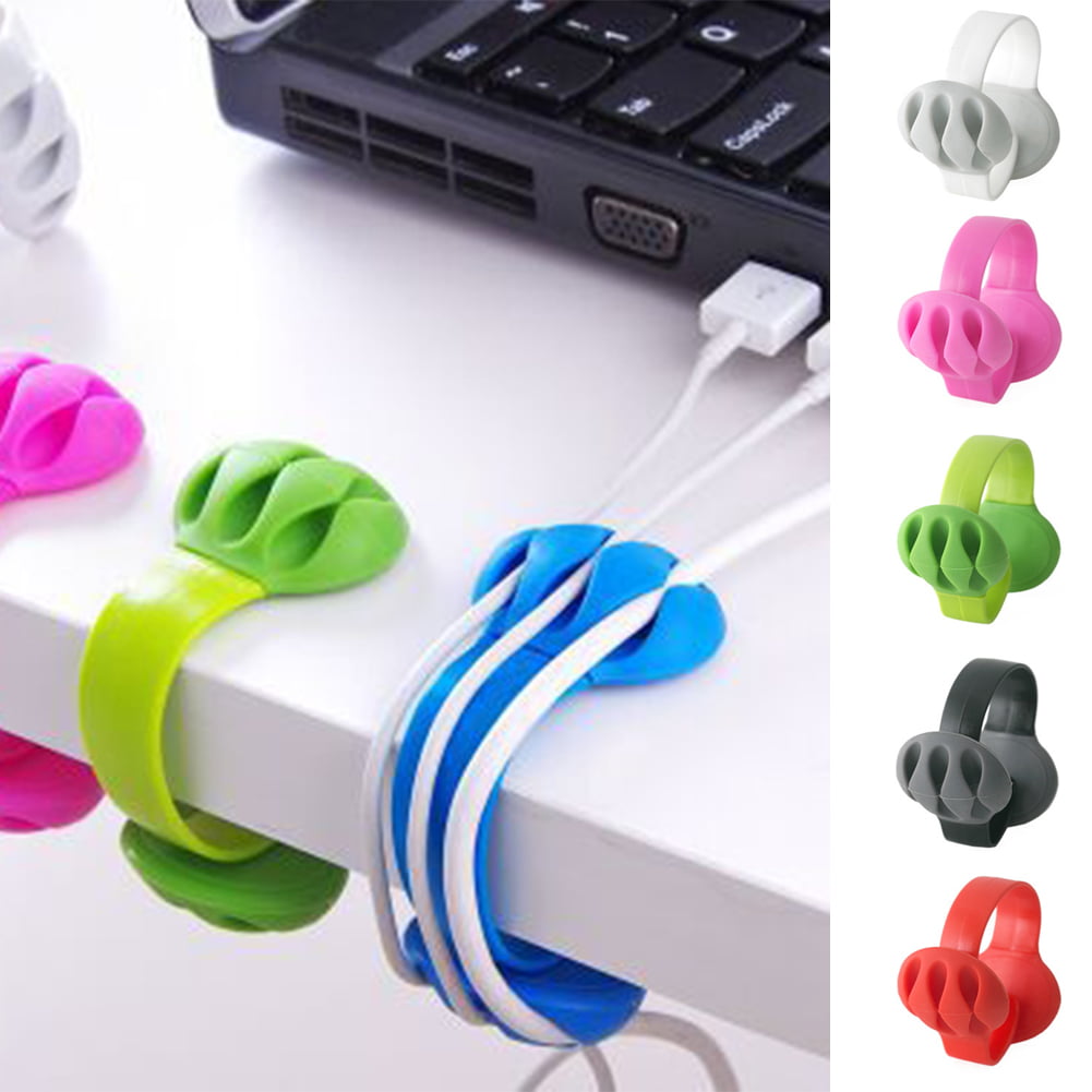 2 PCS Silicone Cable Organizer Desktop Wire Holder Management Winder Clips Cord 