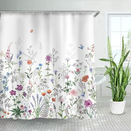 Fabric Fl Erfly Shower Curtain Set With 12 Hooks Decorative Bath Colorful Flowers And Green Leaves Pattern Bathroom Accessories Machine Washable 72x72 Canada Fabric Fl Erfly Shower Curtain, Purple And Sage Green Shower Curtain