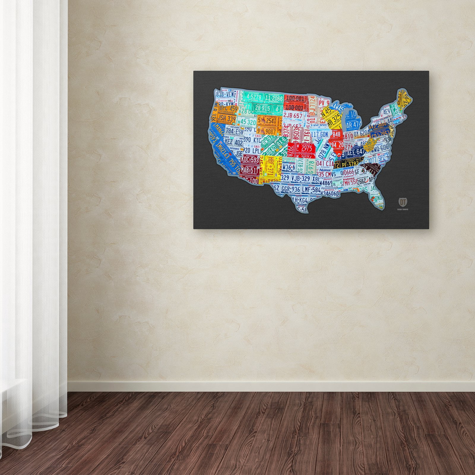 Trademark Fine Art 'Massive USA License Plate Map' Canvas Art by Design Turnpike, White Matte, Black Frame