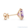 thumbnail image 3 of 2.25ct Cushion Cut Amethyst & Diamond 8-Prong Square-Halo Stud Earrings in 14k Rose Gold, 3 of 3