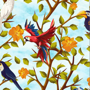 FREE SHIPPING!!! Parrot Paradise Pattern Printed 100% Cotton Quilting Fabric, DIY Projects by the Yard (Red, Green, Orange)