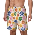 thumbnail image 2 of Gaeub Groovy Daisy Flowers Mens Swim Trunks Stretch Beach Shorts Quick Dry for Men Swim Shorts Swimwear with Pockets- Small, 2 of 9