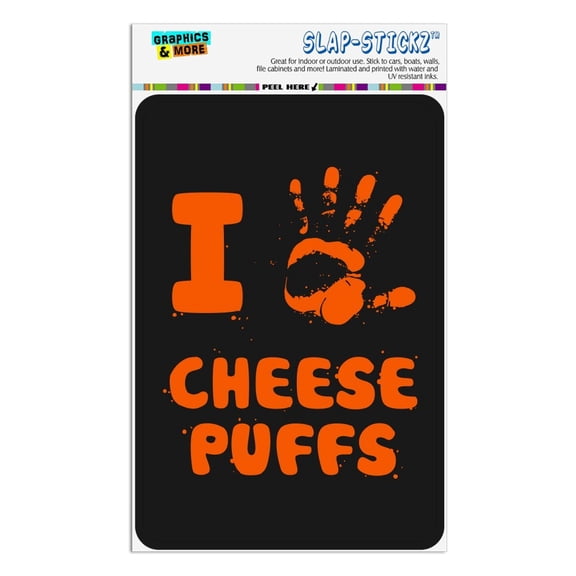 I Love Cheese Puffs Hand Print and Crumbs Funny Home Business Office Sign