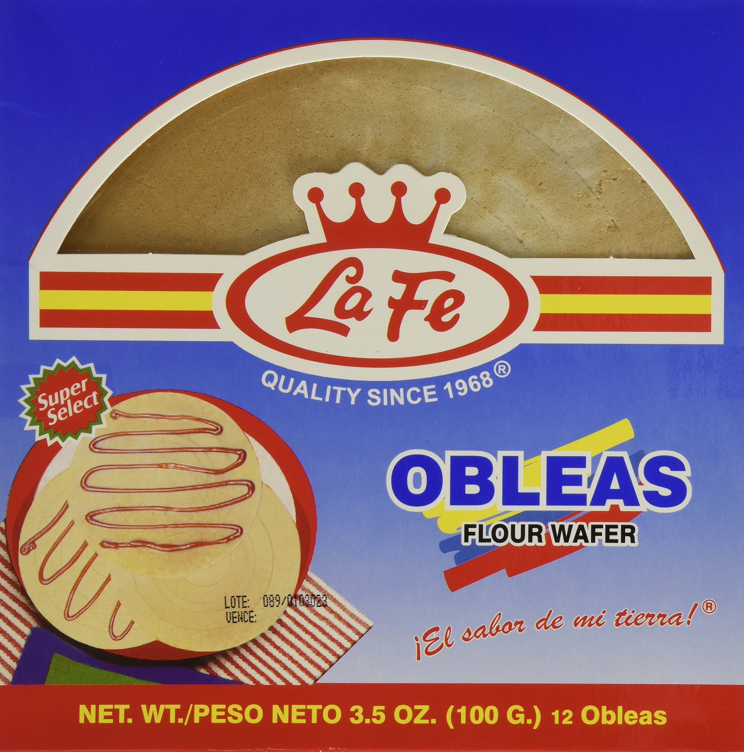 La Fe Obleas Authentic Mexican Flour Wafers, Regular Size, 12 Pack