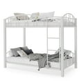 thumbnail image 4 of Twin Over Twin Bunk Bed, Floor Bed Bottom Bunk, Heavy Duty Metal Low Bunkbed with Metal Slats Ladder High Safety Full-Length Guardrail for Adults, Noise Free, No Box Spring Required, 4 of 7