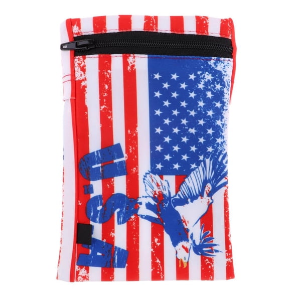 Almencla Sports Wristband Sweatband Wallet Zipper Pocket Armband M American Flag