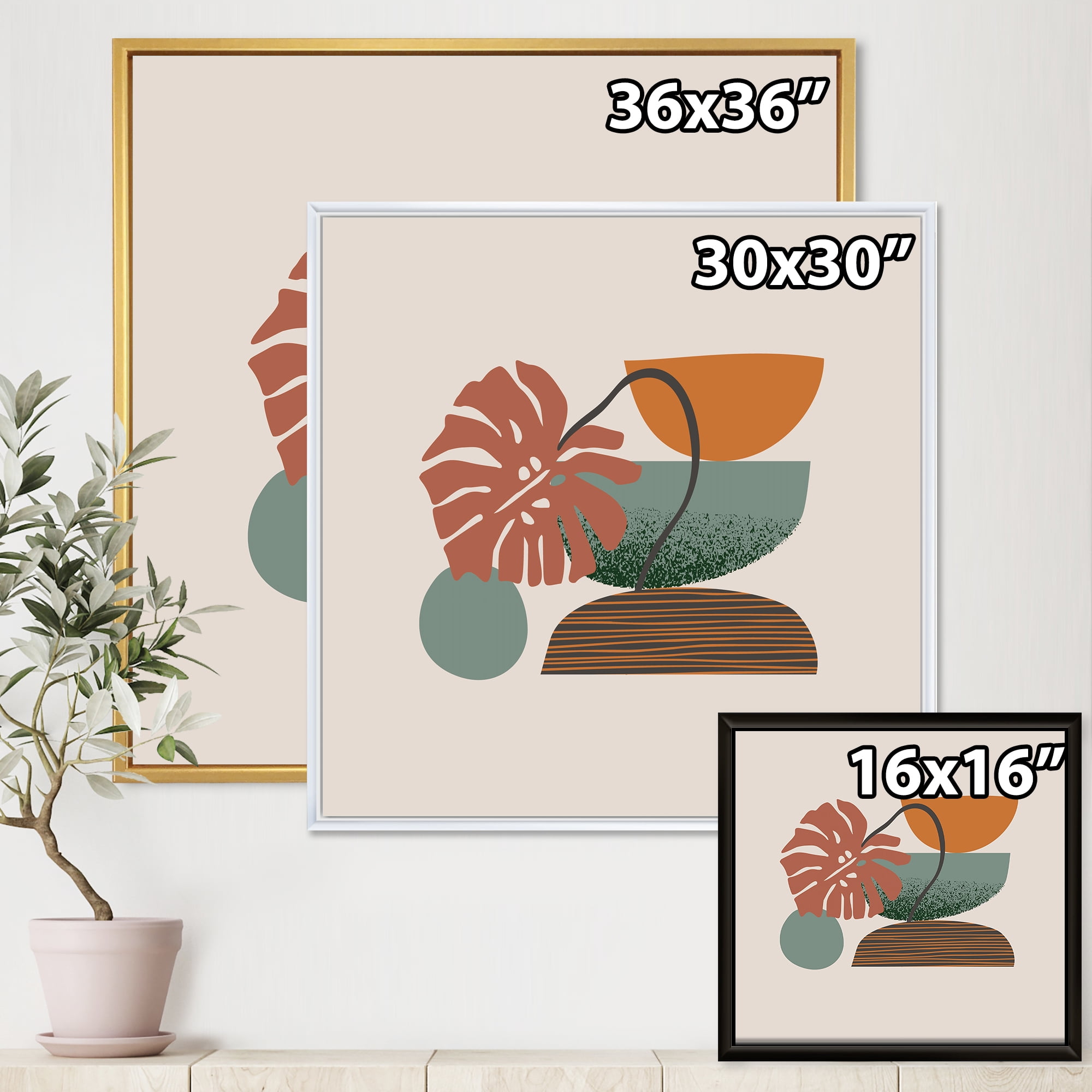 Designart 'Abstract Colorful Geometric Art Collage III' Modern Framed Canvas Wall Art Print