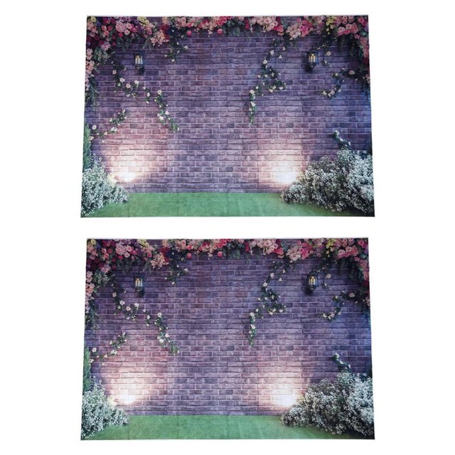 2 fondos de fotografía de pared con flores de 2,1 x 1,5 m, fondo de ladrillo, fondo de estudio de primavera