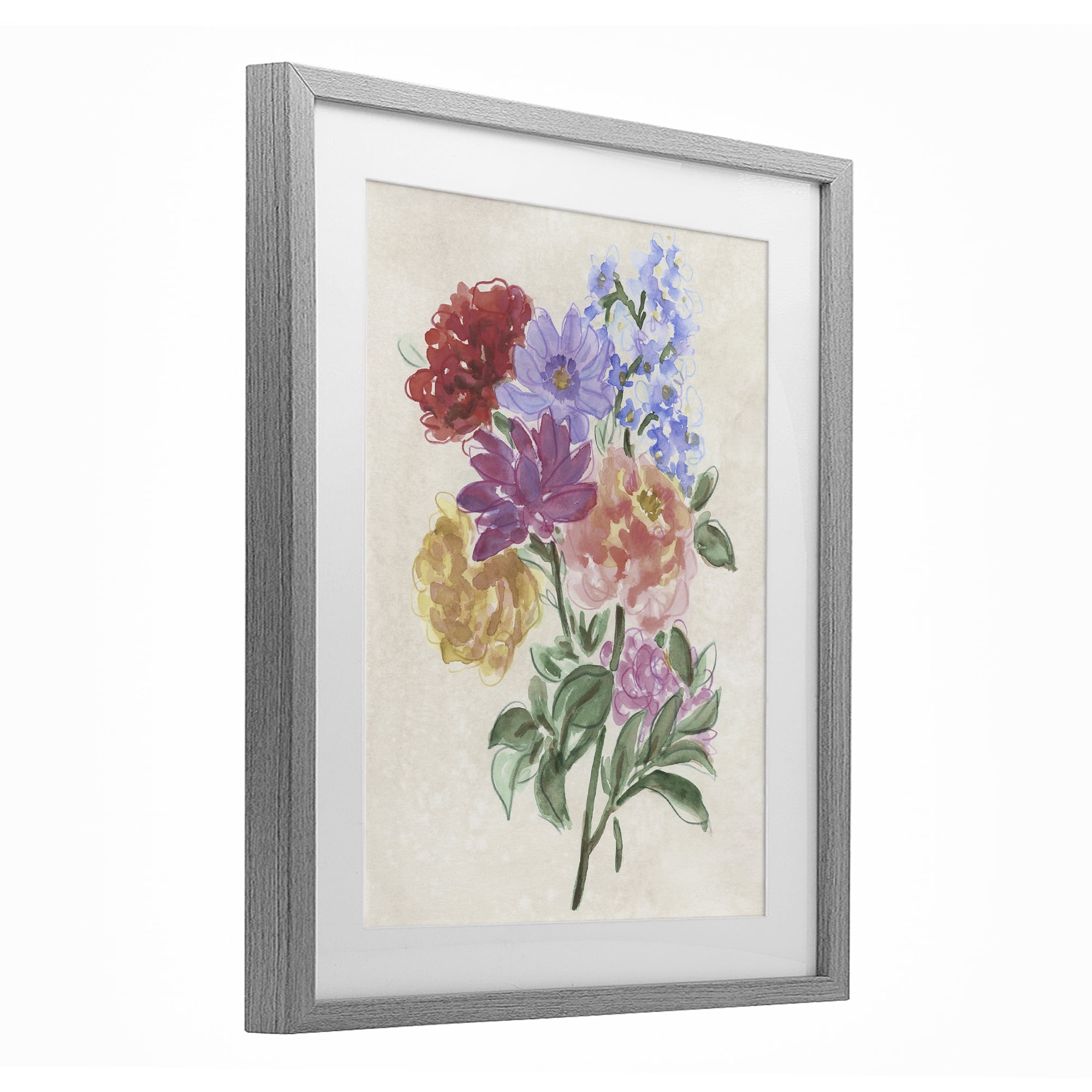 Stupell Industries Blooms On Parchment Gray Framed Print Under Glass, design by June Erica Vess