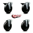 thumbnail image 2 of 5 Inch Hard Rubber Wheel Swivel Bolt Hole Caster Set with 2 Posi Lock Brakes SCC, 2 of 2