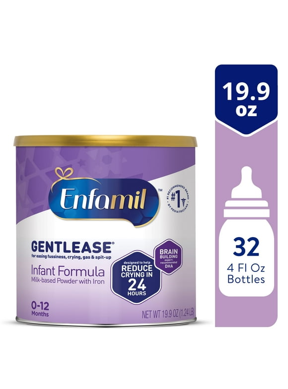 Enfamil Gentlease Baby Formula, Clinically Proven to Reduce Fussiness, Crying, Gas & Spit-up in 24 hours, Brain-Building Omega-3 DHA & Choline, Baby Milk, 19.9 Oz Powder Can