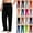Black, variant on Afuyipoi Men Long Sleeve Pajamas Sleep Pants,Elastic Waist Side Pockets Solid Color Straight-leg Sleep Pants Black S