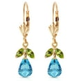 thumbnail image 2 of Galaxy Gold 14k Yellow Gold Leverback Earrings with Blue Topaz and Peridots, 2 of 3