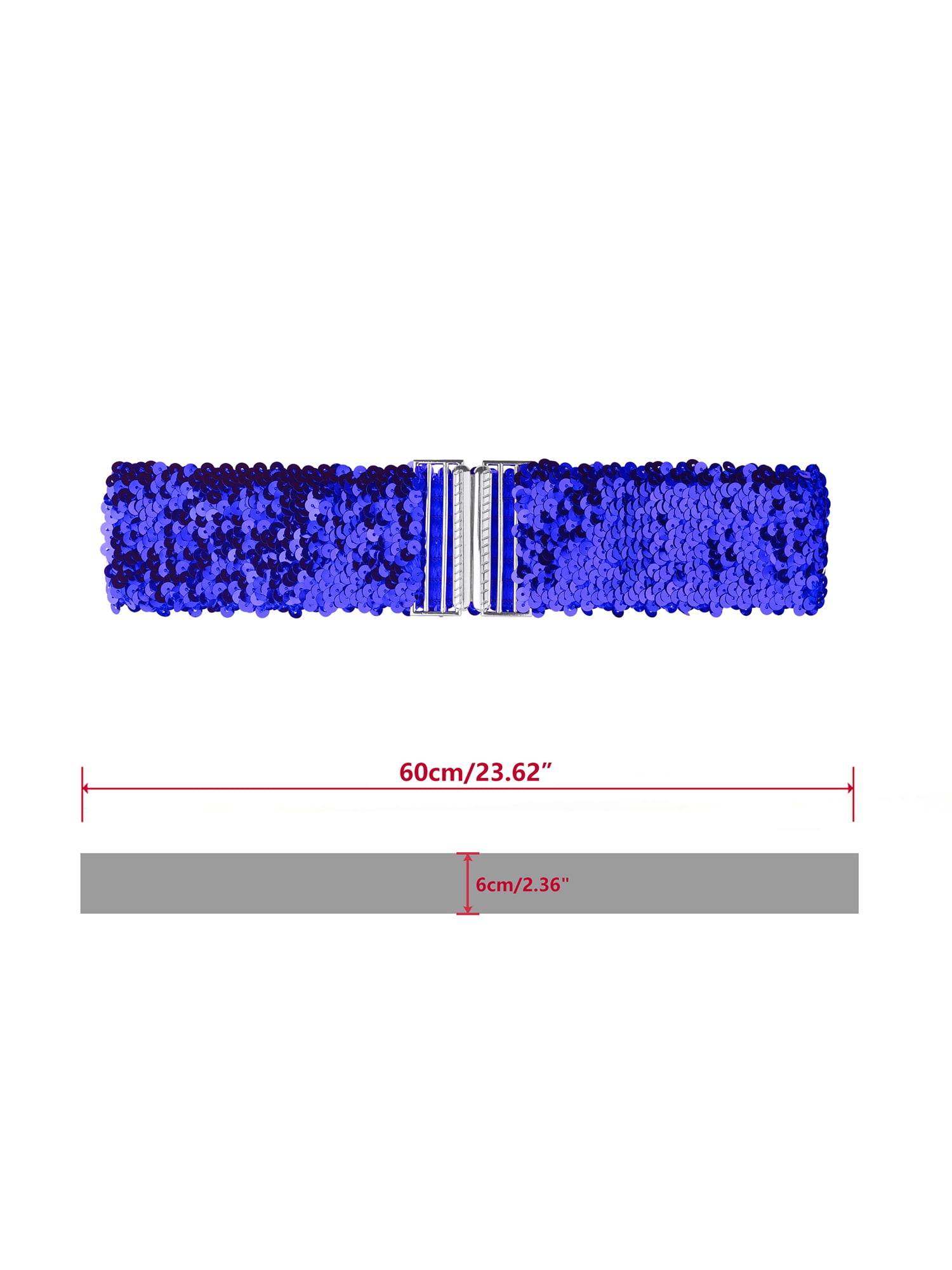 2348 Womens Glitter Wide Waist Belts Interlock Buckles Sequins Decor Womens Sparkling Sequin Waist Belt Widen Elastic Girdle Belt  main image 2