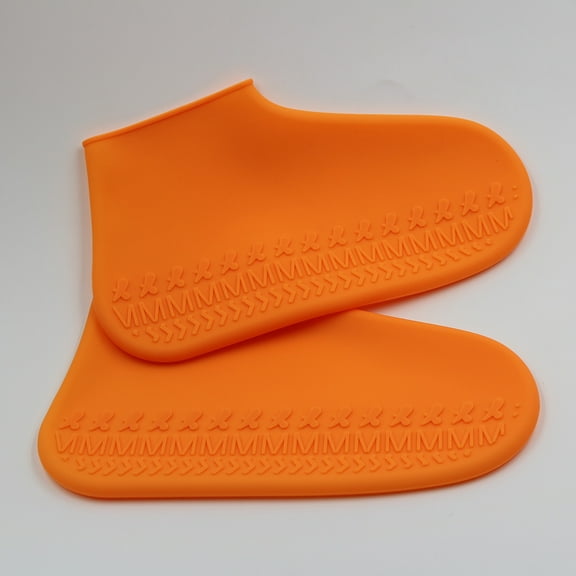 MUSEYA Orange Reusable Wear Resistant Shoe Covers for Men and Women in Snowy Pair
