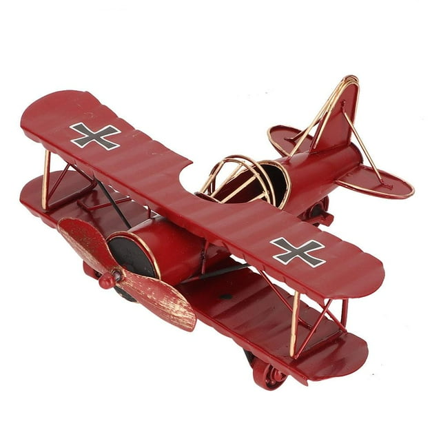 Domqga Biplane Model, Aircraft Model, Vintage Airplane Model Wrought Iron Aircraft Biplane for Desktop Decor Photo Props