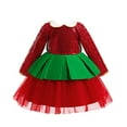 thumbnail image 3 of MKOSPLRT Toddler Baby Girls Sequined Tutu Dress Color Block Tiered Tulle Princess Christmas Birthday Party Dress Fall Winter Clothes 4-9Y, 3 of 10