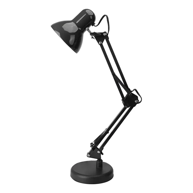 Lámpara De Escritorio Metal Brazo Giratoria 360° Doblar E27 Negro
