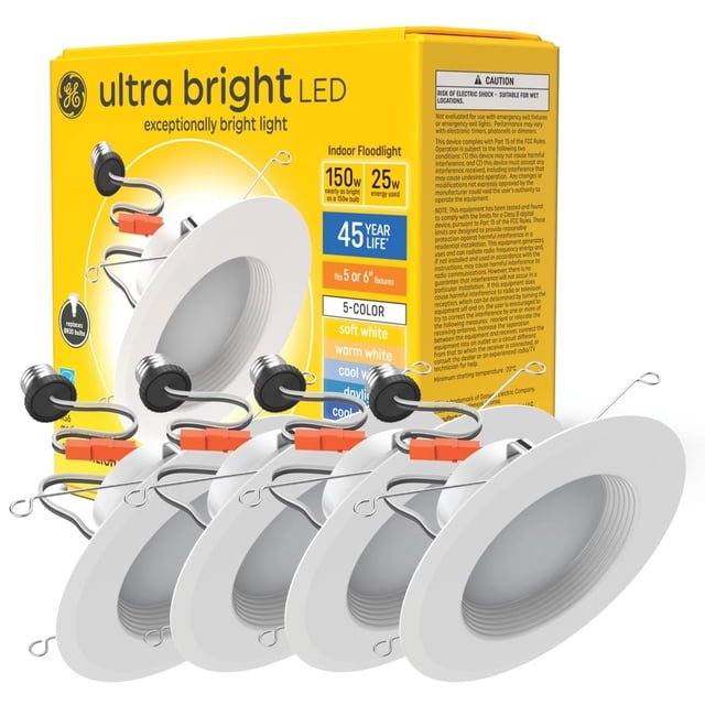Lámpara empotrada LED GE RS6, ultrabrillante, 25 W, 4 unidades