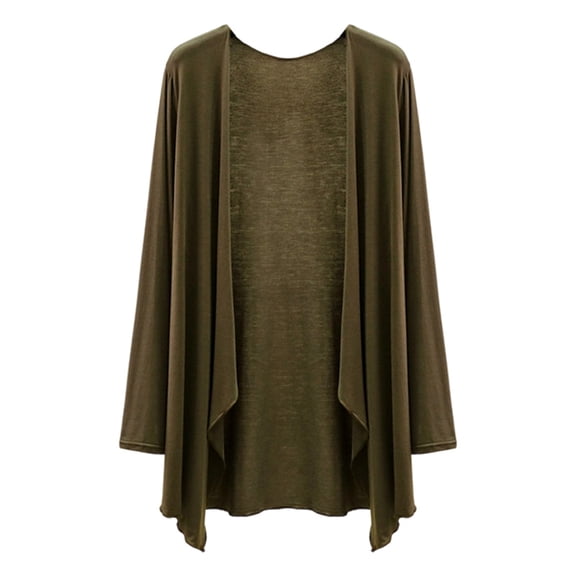Lightweight Cardigan for Women Long Sleeve Summer Cover Up Soft Knit Loungewear Casual Solid Color Open Front Army Green L