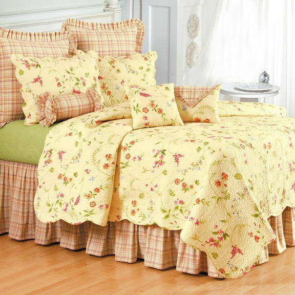 20" x 26" Priscilla Yellow Floral Flowers Design Standard Decorative Bedding Pillow Sham