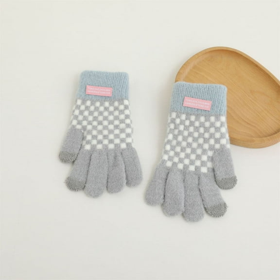 jobturf Winter Gloves Adults Warm Stretchy Unisex Plaid Glove Fall Winter Casual Outdoor Running Magic Knit Gloves