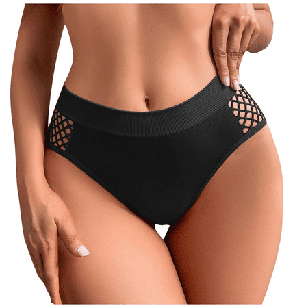 Fulorrnie Underwear for Women Seamless High Waisted Comfort Briefs Panty Cheeky Elastic Waist Waistband Panties  Black  M