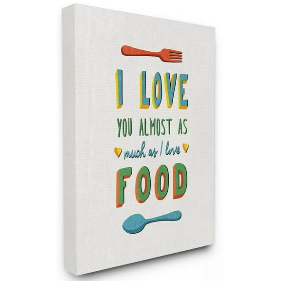 Stupell Industries I Love Food Funny Colorful Word Design Canvas Wall Art by Ester Kay