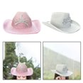 thumbnail image 1 of Sombrero de vaquero Hugo 2 Piezas estilo occidental blanco y rosa, 1 of 9