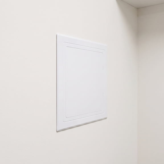 FENGGUIQU White Square Plumbing Access Cover Plate, Self-Adhesive, No Drill Required, Easy to Install, and Decorative