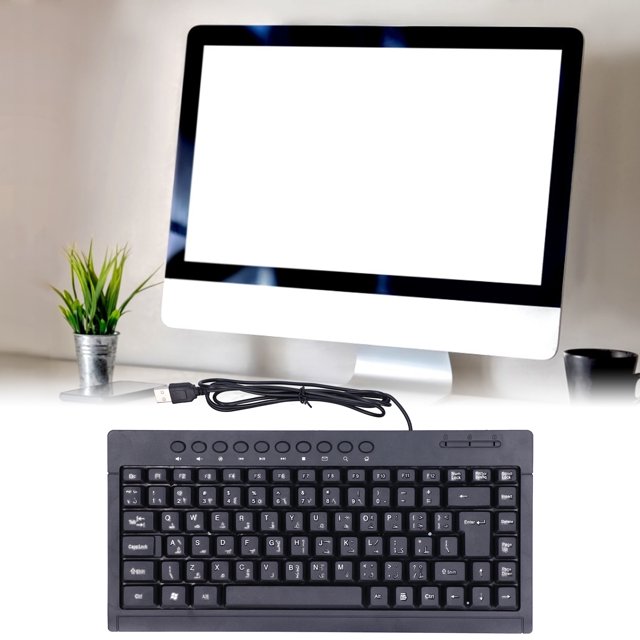 Wired Keyboard Mini 87 Keys USB Desktop Laptop Office Accessories Arabic