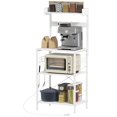 thumbnail image 1 of Distressed White Kitchen Baker's Rack with Power Outlets & Adjustable Shelves - Coffee Bar Station for Living Room, Dining & Entryway Storage, 1 of 7