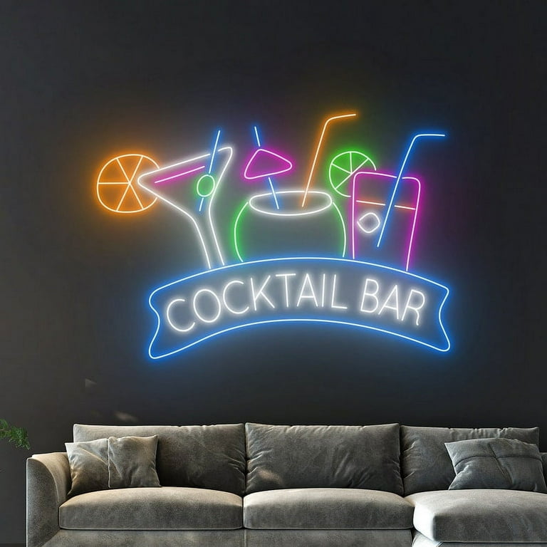Lotvic Neon Sign Bar, Neon Sign Cocktails, Cocktail Bar Neon Sign, LED Neon Light Sign, LED