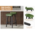 thumbnail image 3 of Farmhouse Backless Counter Height Bar Stools Set of 4 – 24'' Faux Leather Upholstered Seat, Sturdy Wood Legs, Footrest, Modern Design for Kitchen Island, Patio – Deep Green, 4 Pieces, 3 of 6