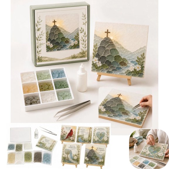 Glass Art Kit Sea Glass Art Kit For Adults DIY Mosaic Kits For Adults Complete Seaglass Craft Kit For Handmade Wall Ready Art Coastal Home Decor Gift,E2