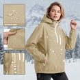 thumbnail image 3 of Tsivenald Women's Fashion Solid Color Long Sleeve Pocket Zipper Outdoor Waterproof Rain Jackets Windbreaker Coat, Beige S-2XL, 3 of 7
