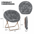 thumbnail image 2 of MoNiBloom 2 Pieces 33" Round Foldable Saucer Chair, Soft Faux Fur Oversized Folding Accent Chair Lounge Moon Chair with Metal Frame for Bedroom, Gray, 2 of 10