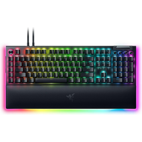 Razer BlackWidow V4 Pro Wired Mechanical Gaming Keyboard: Green Switches Tactile & Clicky - Doubleshot ABS Keycaps - Command Dial - Chroma RGB - Magnetic Wrist Rest - Snap Tap (Renewed