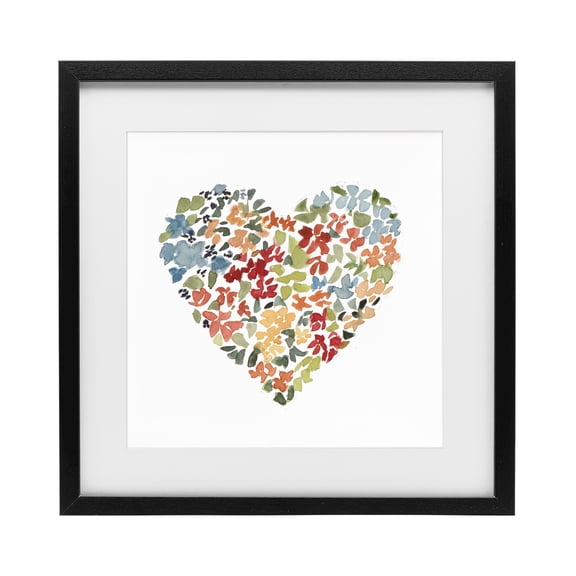 Stupell Industries Blooming Earth Tone Heart Black Framed Print Under Glass, design by Lanie Loreth