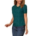 thumbnail image 4 of INSPIRAR CHIC Blusas de Mujer con Cuello Peter Pan en Contraste, con Lunares, de Manga Corta, Talla XL, Azul, Verde, Blanco, 4 of 6