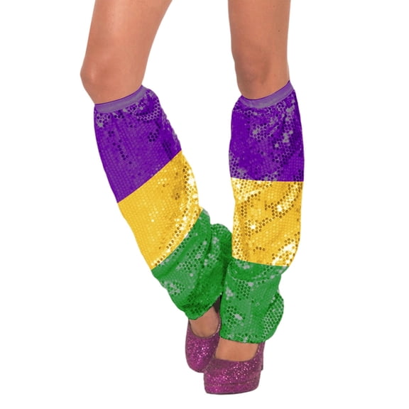 Oalirro Women's Carnival Socks Sequins Leg Warmer Fashion 80s Dance Party Leg Sleeve Knee High Socks for Party Performance Wear