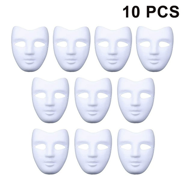 Máscara de Halloween de 10 piezas Máscaras de plástico para manualidades y pintura para niños ideales para fiestas de cumpleaños infantiles y carnaval. Adepaton 2034436-3