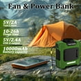 thumbnail image 4 of 10000mAh Portable Waist Fan in Clip on Wearable Belt Personal Fan Rechargeable Battery operated With 3 Speeds & Flashlight in Neck LED SOS Light For Outdoor Camping Travel Fishing (Green), 4 of 10