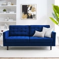 thumbnail image 2 of Tufted Sofa, Velvet, Blue Navy, Modern Contemporary Urban Design, Living Lounge Room Hotel Lobby Hospitality, 2 of 9