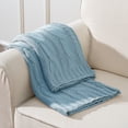 thumbnail image 4 of Battilo Pale Blue Cable Knitted Blanket,Tiffany Blue Herringbone Blanket,Housewarming Gifts,50"x60", 4 of 6