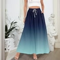 thumbnail image 4 of WTOBBY Women's Gradient Print Flowy Flared Maxi Skirt with Ruffle Hem, A-Line Elastic Waist Elegant Tiered Layered Bohemian Long Skirt for Casual Summer Outfits and Beach Events,Royal Blue M, 4 of 5