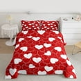 thumbnail image 3 of Feelyou Cute Love Heart Bedding Comforter Set for Teen, Romantic Cartoon Twin Comforter Sets, Red White Graffiti Lines Reversible Bedding Set, Breathable Home Decor, 2 Pieces, 3 of 9