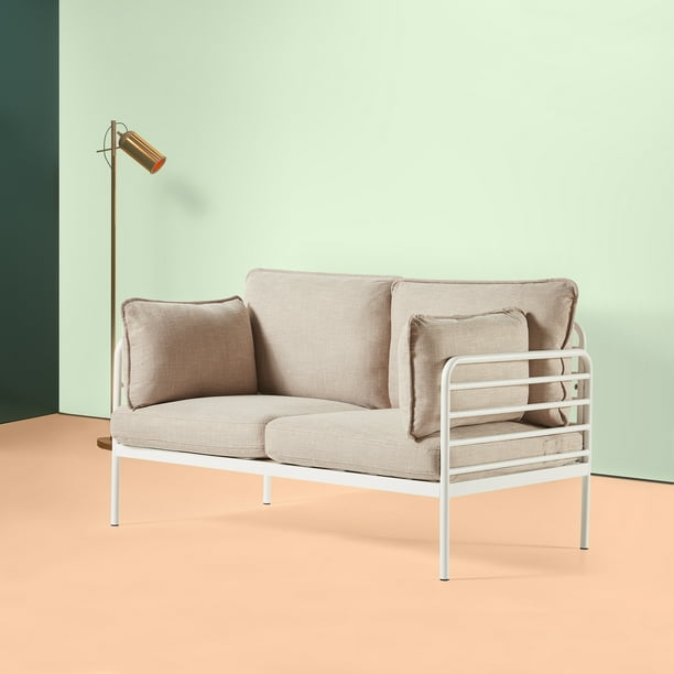 Zinus Ellen White Metal Loveseat