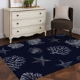 thumbnail image 4 of Area Rugs for Living Room 4x6 Ft, Coral Coastal Non Slip Area Rugs for Kitchen Bedroom Entryway, Watercolor Beach Nautical Shells Starfish Washable Carpet Runner Rug Floor Mats for Bedroom, 4 of 9