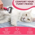 thumbnail image 5 of Yorcoten Pet Grooming Hair Brush Supplies , Double Sided Shedding and Dematting Undercoat Rake Slicker Comb for Long Short Haired Cats Dog Bath Accessories Stuff , Extra Wide(Pink), 5 of 8